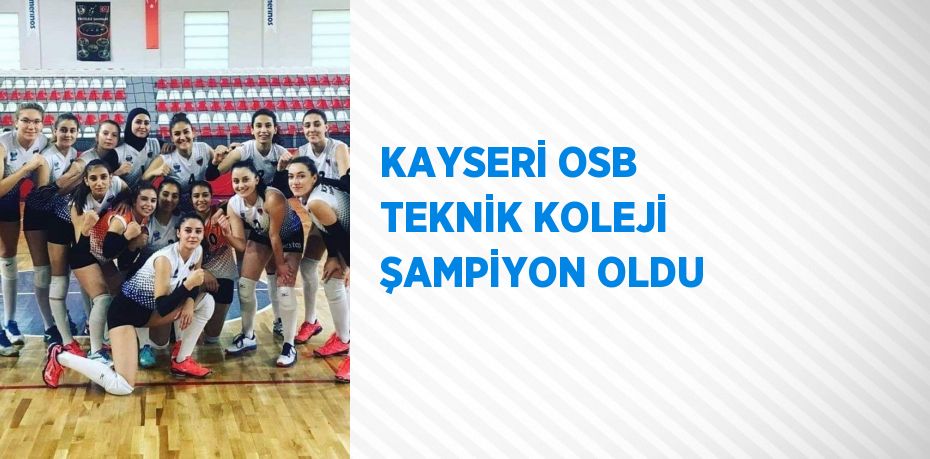 KAYSERİ OSB TEKNİK KOLEJİ ŞAMPİYON OLDU