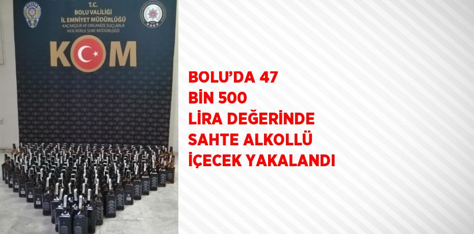 BOLU’DA 47 BİN 500 LİRA DEĞERİNDE SAHTE ALKOLLÜ İÇECEK YAKALANDI