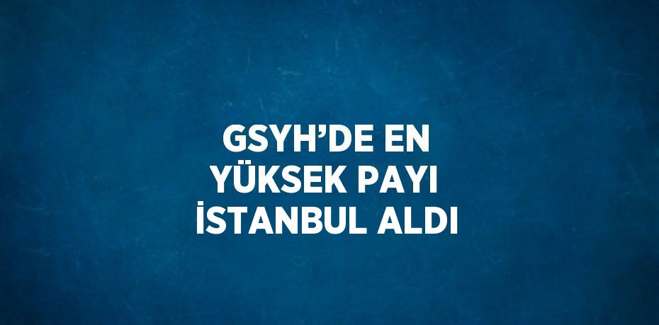 GSYH’DE EN YÜKSEK PAYI İSTANBUL ALDI