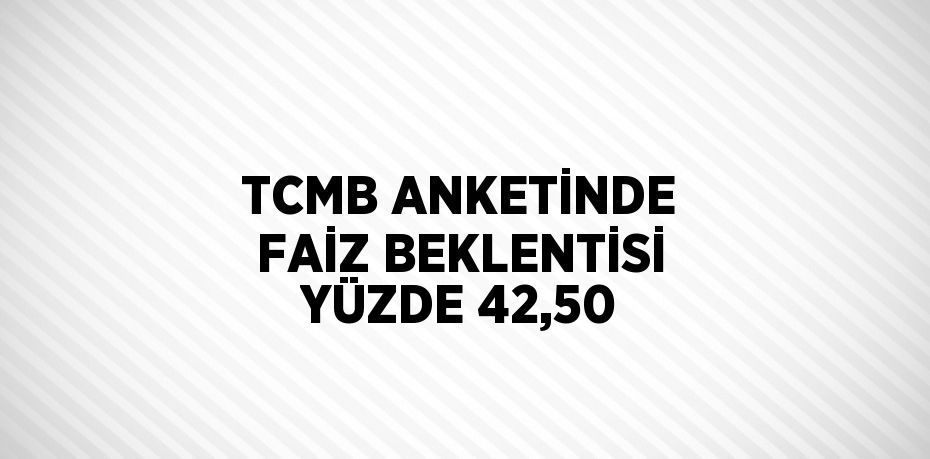 TCMB ANKETİNDE FAİZ BEKLENTİSİ YÜZDE 42,50