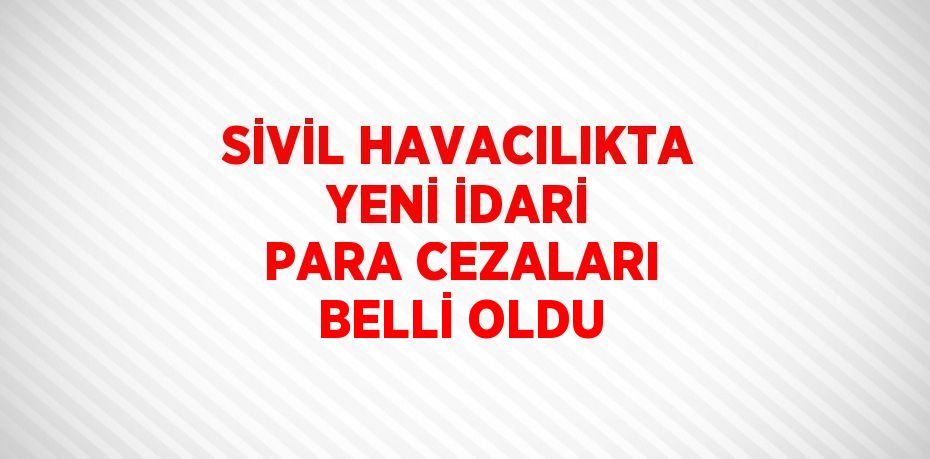 SİVİL HAVACILIKTA YENİ İDARİ PARA CEZALARI BELLİ OLDU