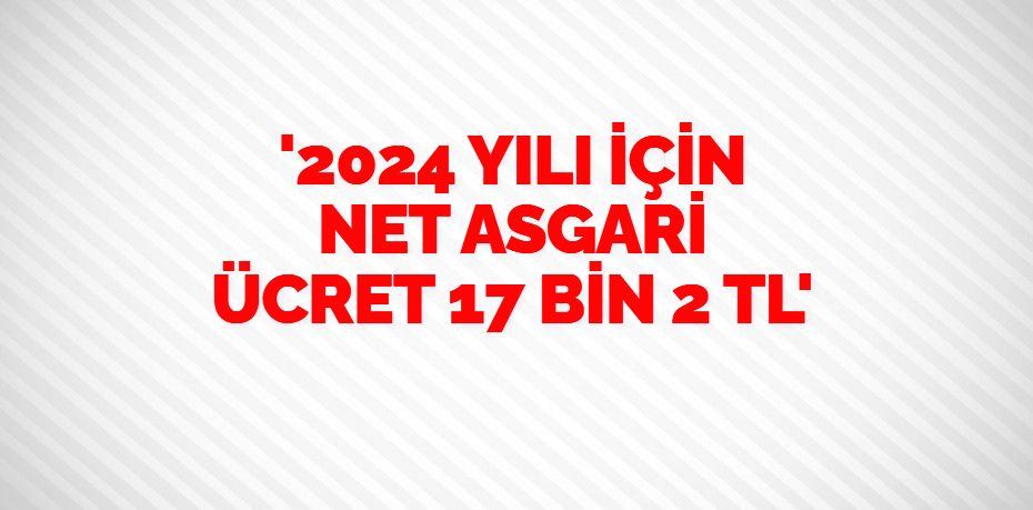 ‘2024 YILI İÇİN NET ASGARİ ÜCRET 17 BİN 2 TL’