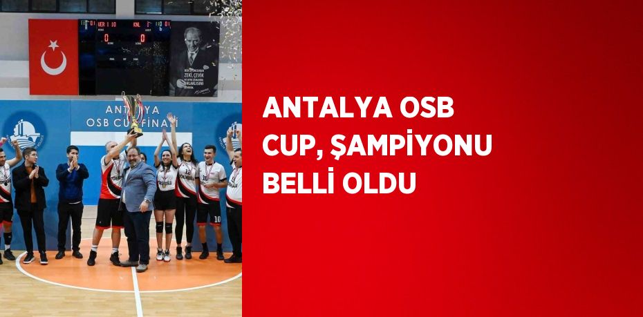 ANTALYA OSB CUP, ŞAMPİYONU BELLİ OLDU