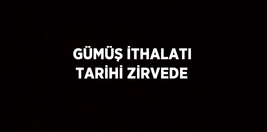 GÜMÜŞ İTHALATI TARİHİ ZİRVEDE