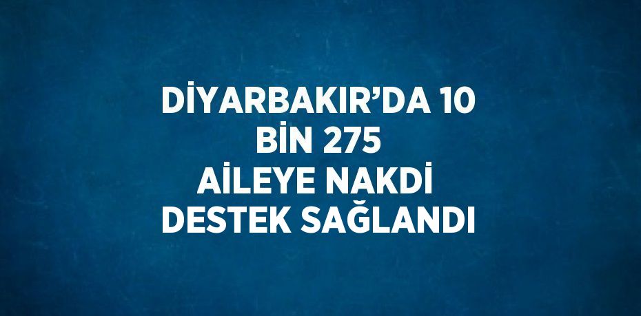 DİYARBAKIR’DA 10 BİN 275 AİLEYE NAKDİ DESTEK SAĞLANDI