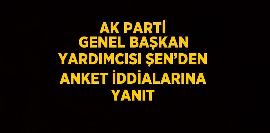 AK PARTİ GENEL BAŞKAN YARDIMCISI ŞEN’DEN ANKET İDDİALARINA YANIT