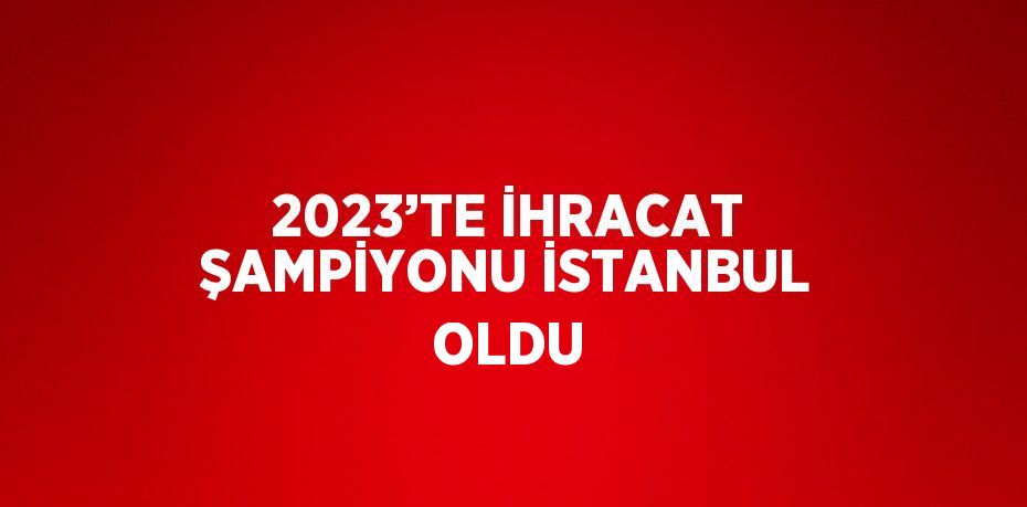 2023’TE İHRACAT ŞAMPİYONU İSTANBUL OLDU