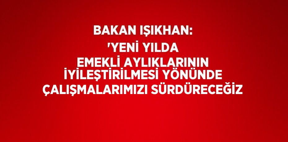 Bakan Işıkhan: 'Yeni yılda