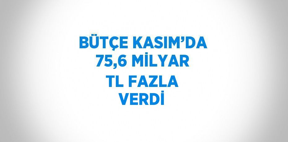 BÜTÇE KASIM’DA 75,6 MİLYAR TL FAZLA VERDİ