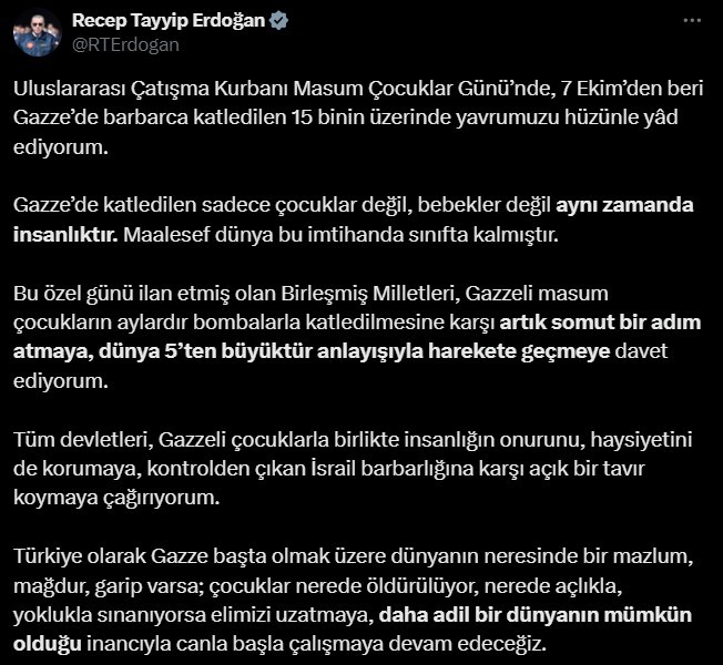 Cumhurbaşkanı Recep Tayyip Erdoğan,”