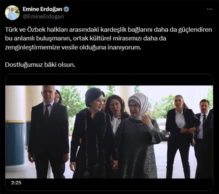 Emine Erdoğan’dan Ziroat Mirziyoyeva ile Millet Kütüphanesi’ni ziyaretine ilişkin paylaşım