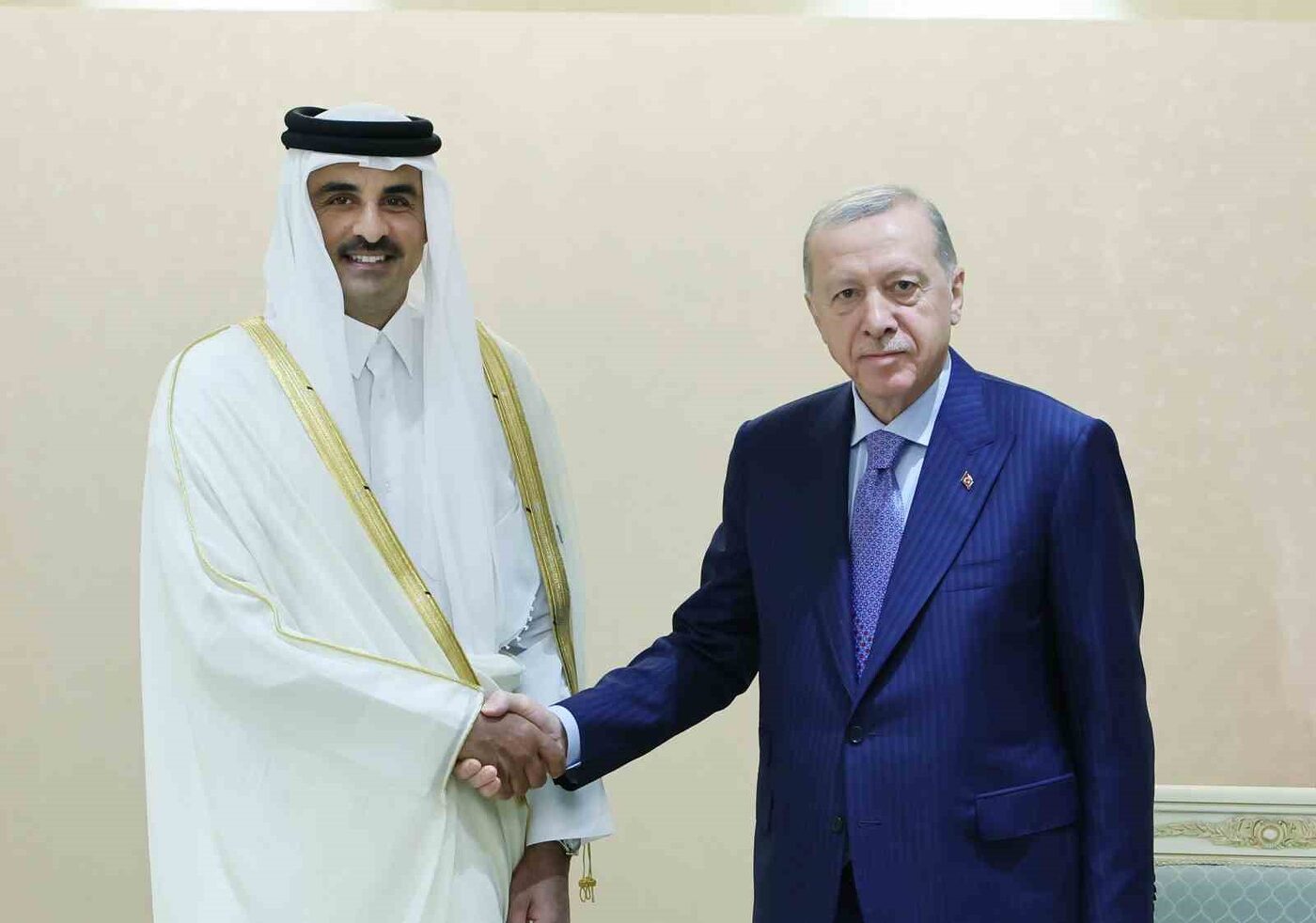 Cumhurbaşkanı Erdoğan, Katar Emiri Hamad Al Thani ile görüştü