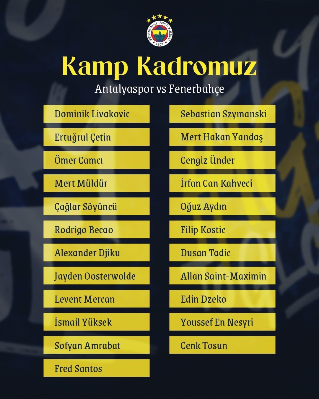 Fenerbahçe, yarın oynayacağı Antalyaspor