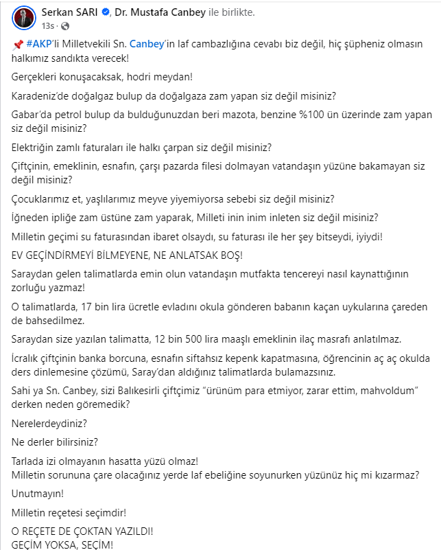 CHP Balıkesir Milletvekili Serkan