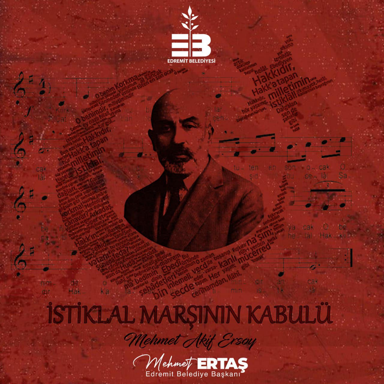 Edremit Belediye Başkanı Mehmet Ertaş, İstiklal Marşı'nın kabulünün 104. yılını