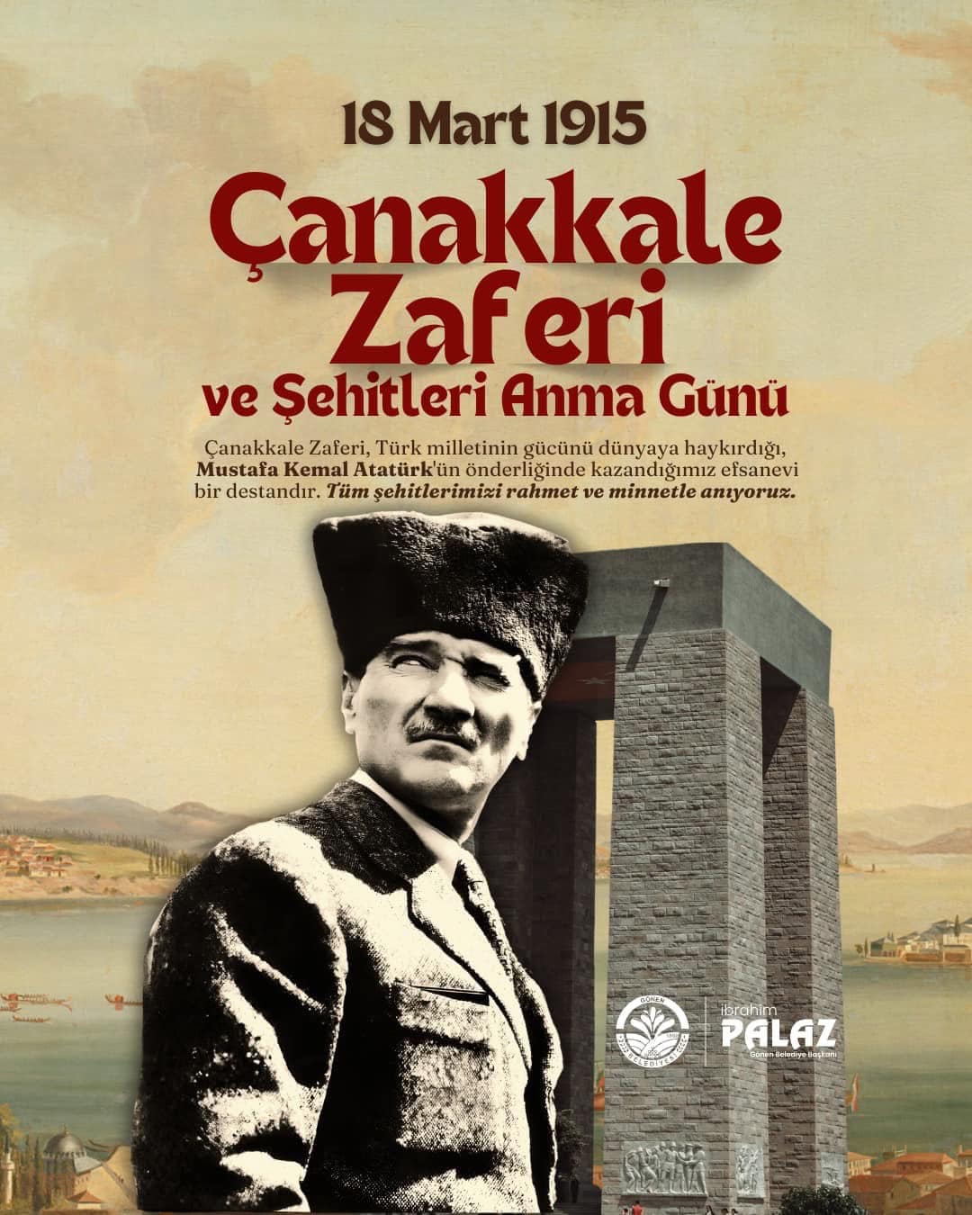 Gönen Belediye Başkanı İbrahim Palaz, Çanakkale Zaferi'nin 110. yılı dolayısı